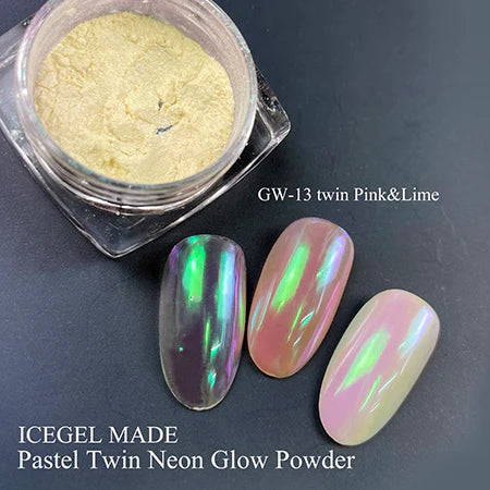 Pastel Neon Glow Powder Chrome - Neon Pink & Lime